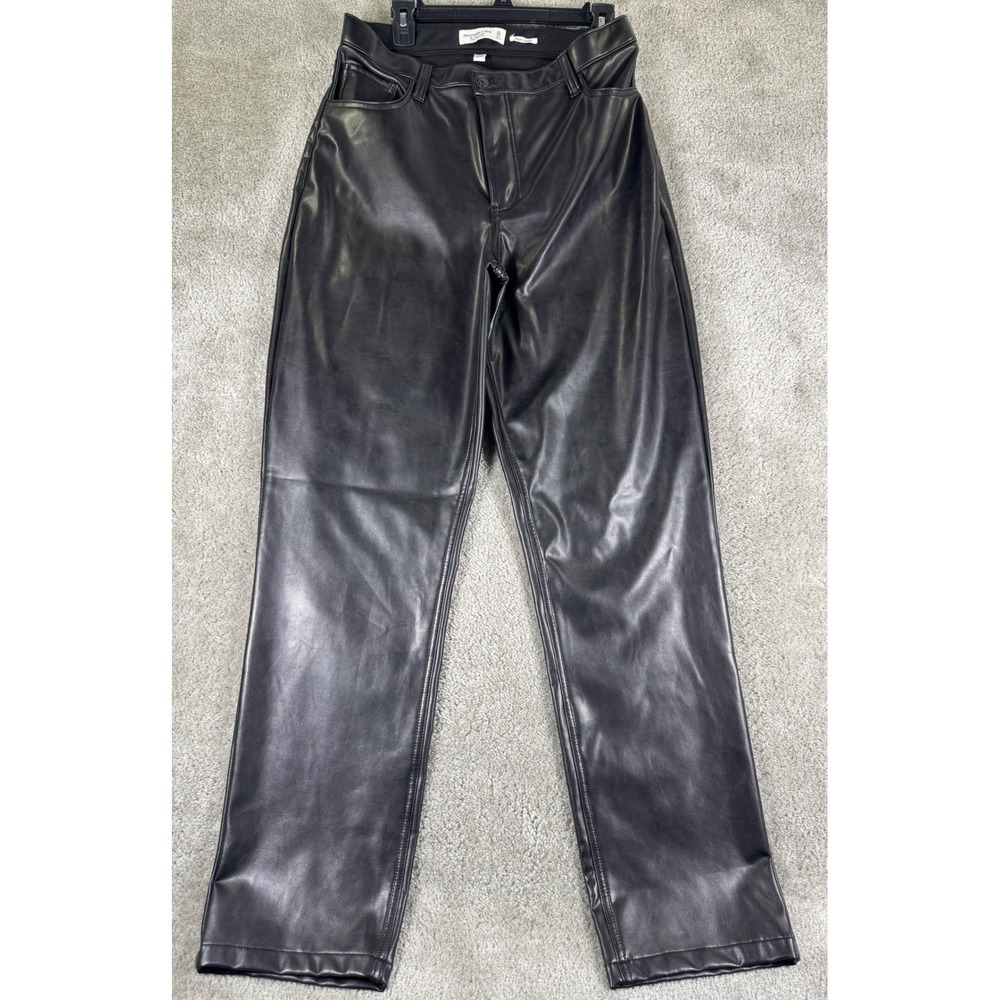 Abercrombie & Fitch Curve Love 90s Straight Vegan Leather Pants 31 Long